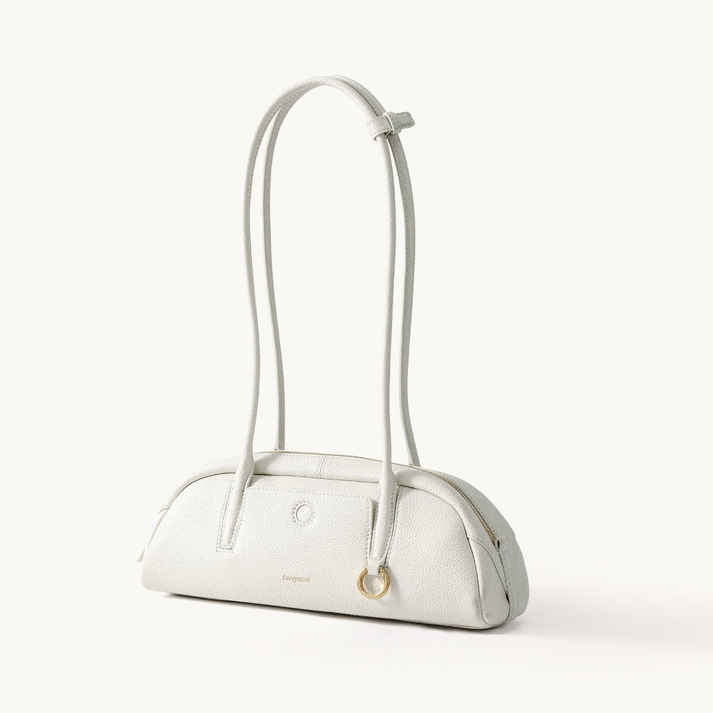 Songmont Mini Yore Toast Bag Cloud - cream-white bag with long straps, front view