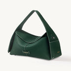 Songmont Small Drippy Roof Bag Emerald - deep green leather roof-shaped bag with top handle