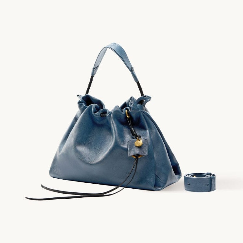 Songmont Small Gather Bag Navy - front view with strap
