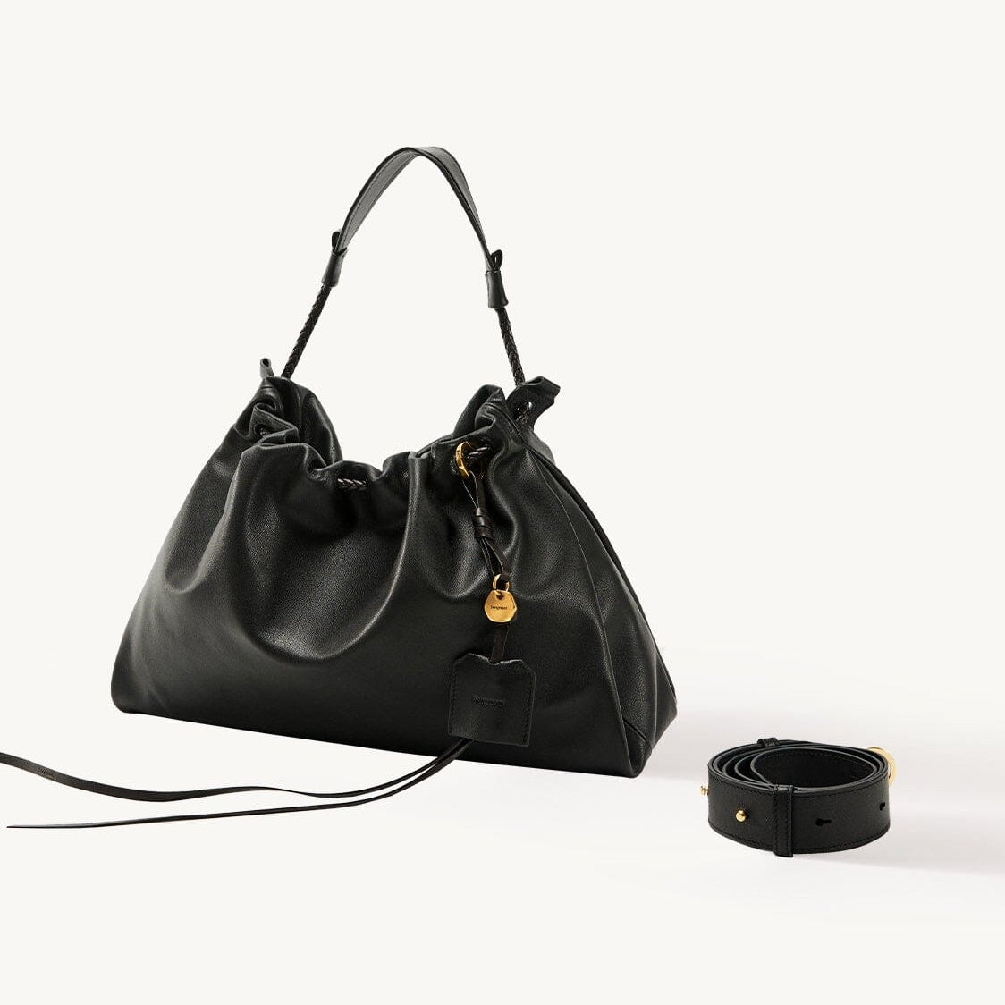 Songmont Small Gather Bag Onyx front view with strap