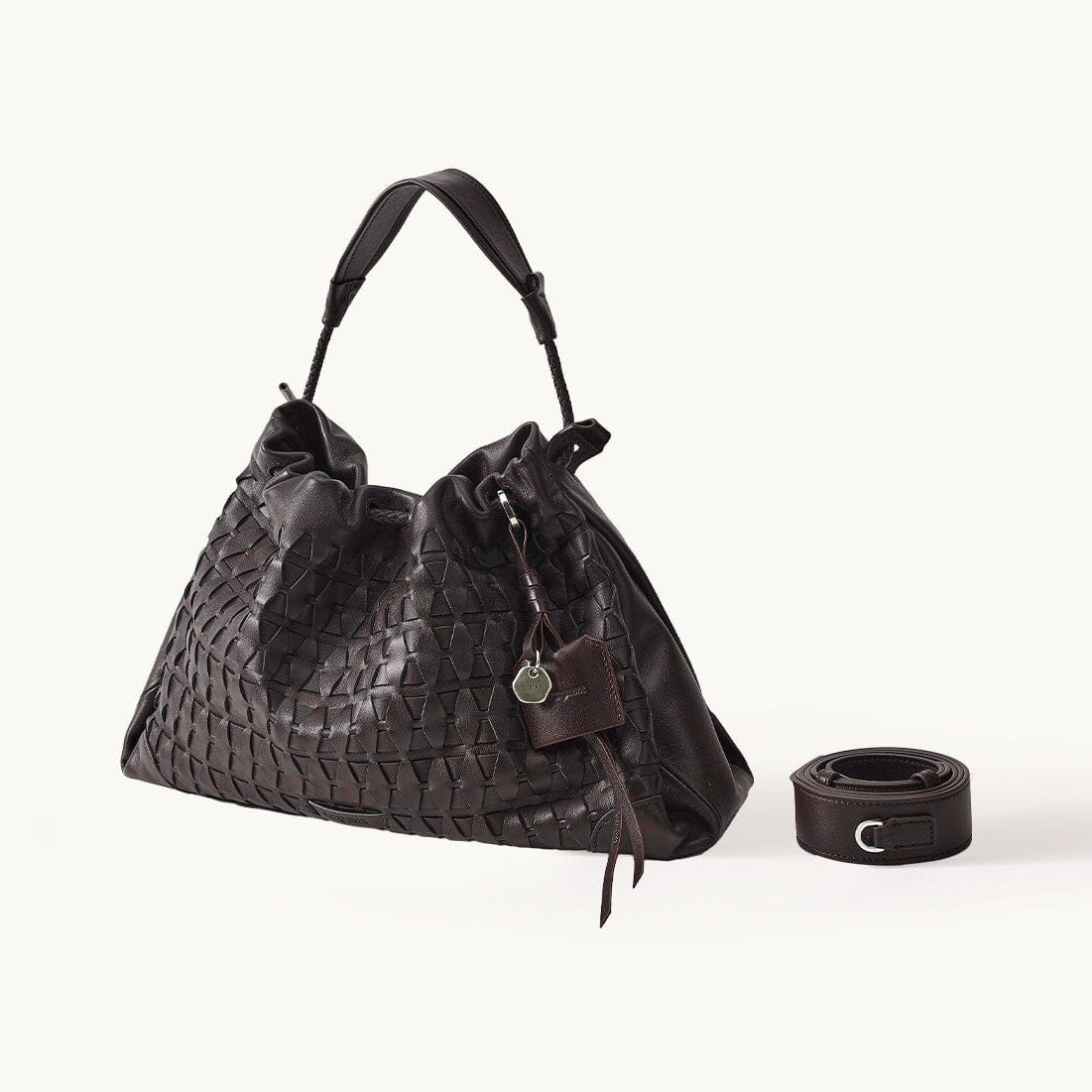 Songmont Small Gather Lattice Bag Ebony front view