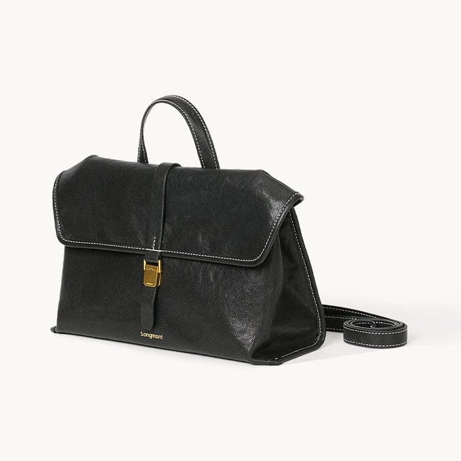 Songmont Small Shan Satchel Bag Onyx front view