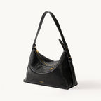 Songmont Small Yore Hobo Bag (Minimal Version) Onyx - on white, three-quarter view