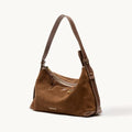 Songmont Small Yore Hobo Bag (Minimal Version) Sandal Suede - on white, three-quarter view