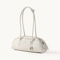 Songmont Small Yore Toast Bag Cloud - cream-white leather shoulder bag, angled front view