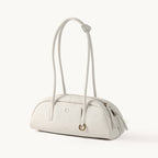 Songmont Small Yore Toast Bag Cloud - cream-white leather shoulder bag, angled front view