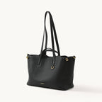 Songmont Small Yore Tote Bag Onyx - front view with long shoulder straps raised