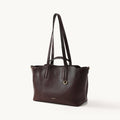 Songmont Small Yore Tote Bag Raisin - front view with long shoulder straps raised