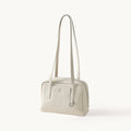 Songmont Small Yore Trunk Bag Cloud - cream-white leather shoulder bag with twin straps