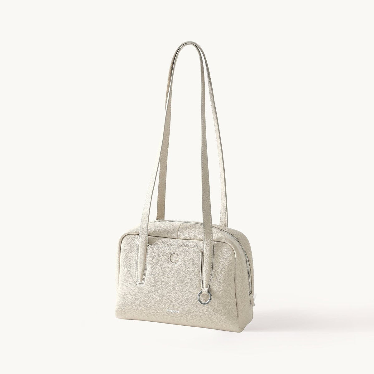Songmont Small Yore Trunk Bag Cloud - cream-white leather shoulder bag with twin straps