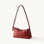 Songmont Winding Underarm Bag Lucky Red - quilted leather bag with braided strap