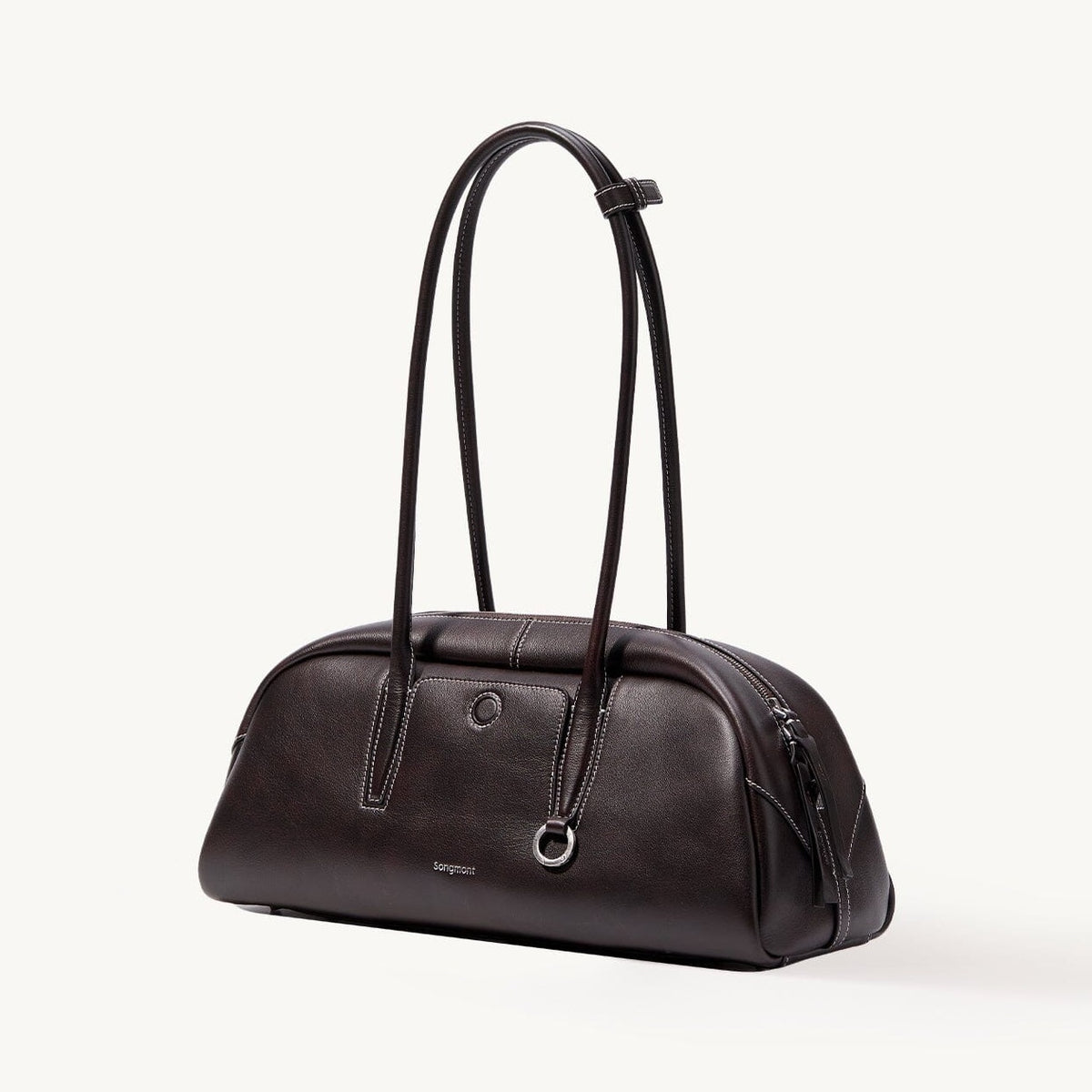 Songmont Yore Toast Bag Ebony - deep brown shoulder bag with contrast stitching