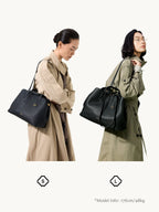 Songmont Yore tote bags - small and large sizes worn side by side