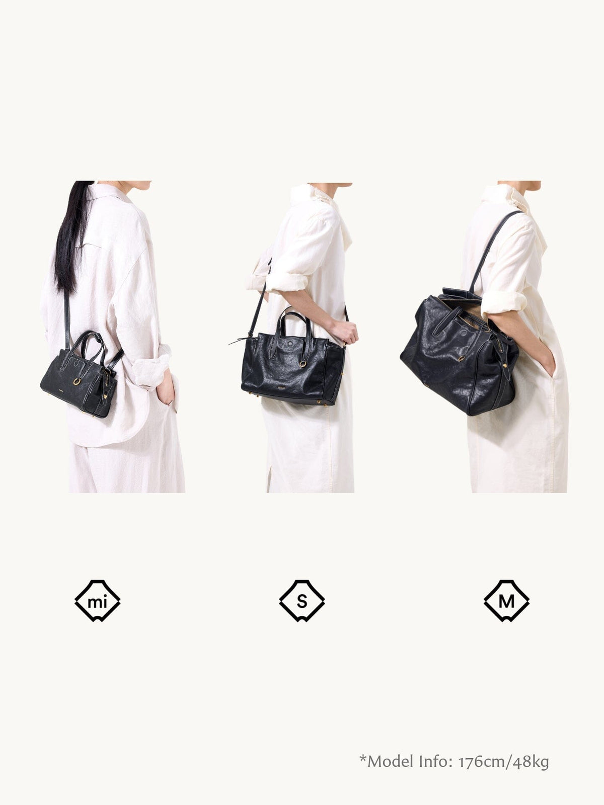 Songmont Yore bags - size and fit guide, worn comparison