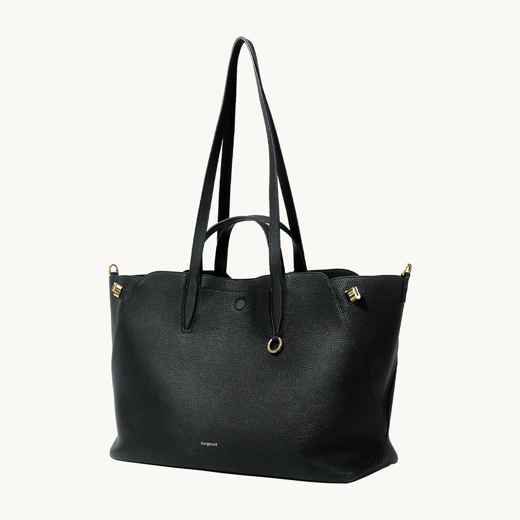 Songmont Large Yore Tote Bag Onyx - three-quarter front view on white