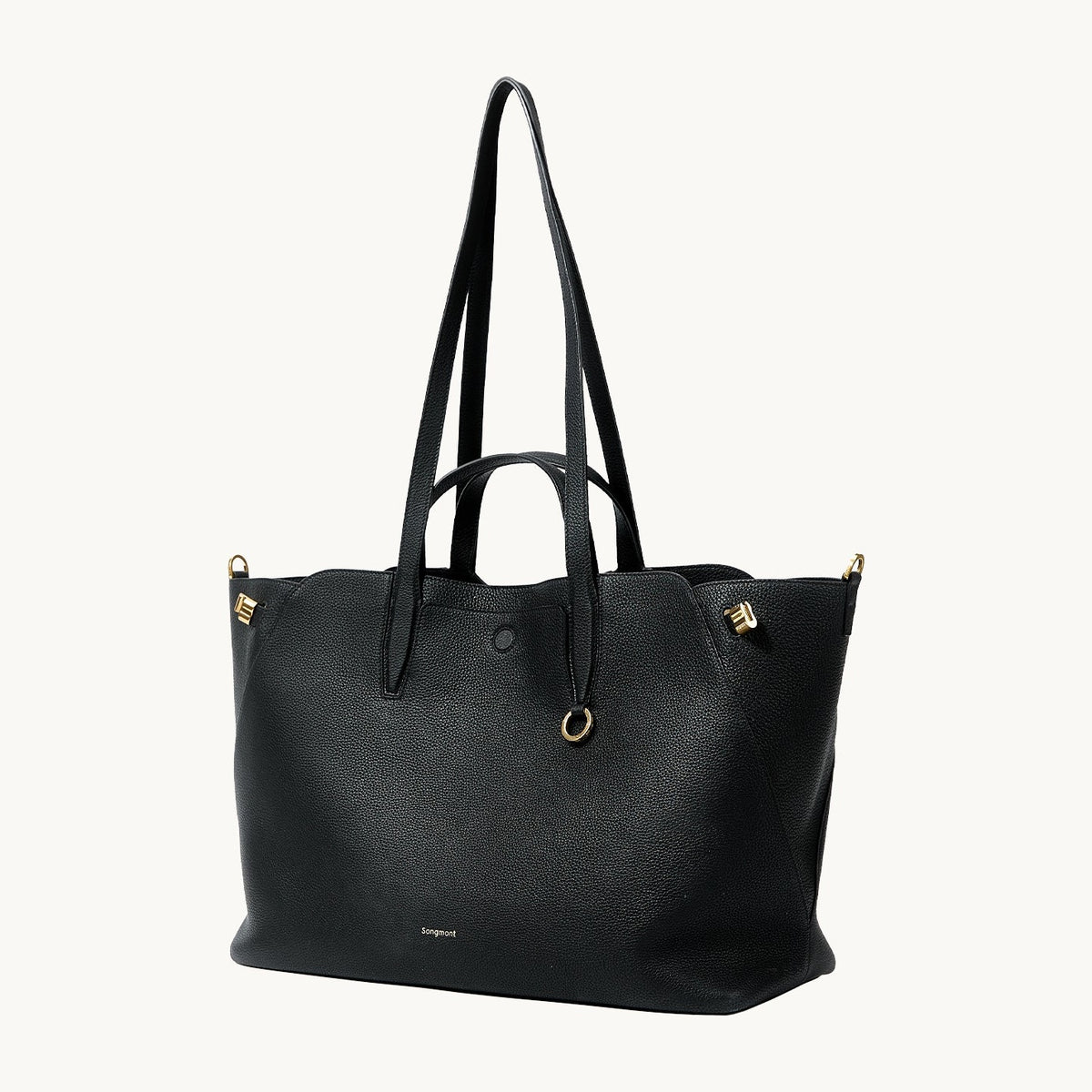 Songmont Large Yore Tote Bag Onyx - three-quarter front view on white